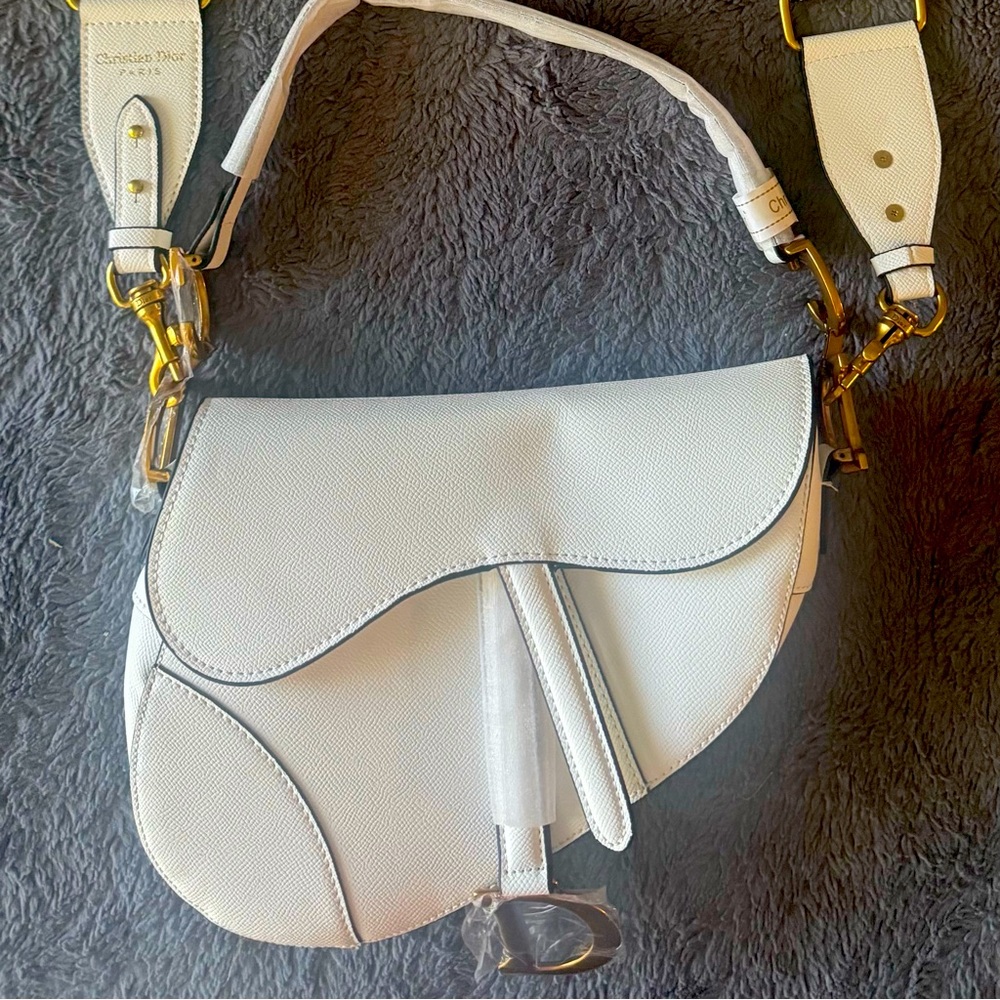 Christian Dior Cream Off White Saddle Bag Larger Size